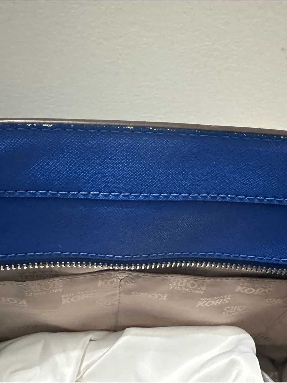 Michael Kors Royal Blue Saffiano Satchel with MK Charm
